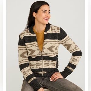 NWT Pendleton Graphic Shetland Collection Wool Zip Cardigan, Small